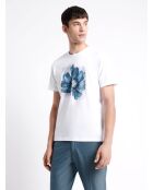 T-shirt col rond en Coton fleuri blanc