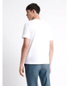 T-shirt col rond en Coton fleuri blanc