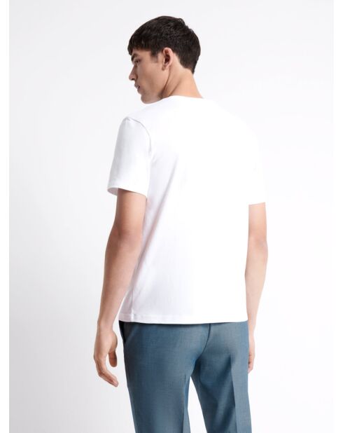 T-shirt col rond en Coton fleuri blanc