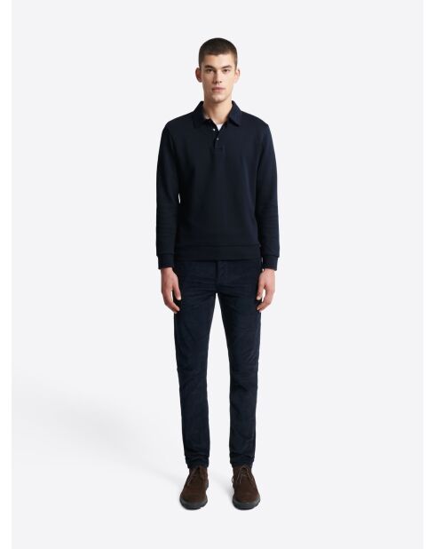 Polo manches longues en Coton dark saphir