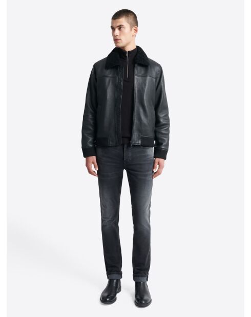 Pull à col cheminée en Viscose certifiée noir