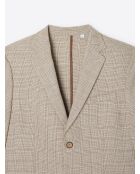Veste de costume slim à carreaux beige gris