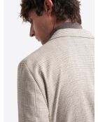 Veste de costume slim à carreaux beige gris