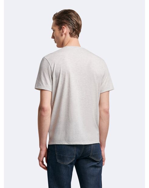 T-shirt col rond uni gris chiné clair