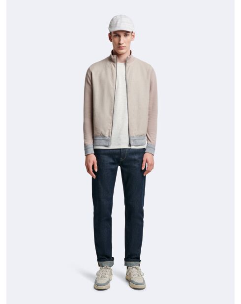 T-shirt col rond uni gris chiné clair