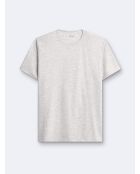 T-shirt col rond uni gris chiné clair