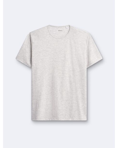 T-shirt col rond uni gris chiné clair
