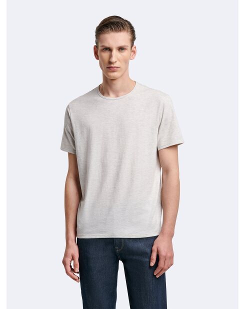 T-shirt col rond uni gris chiné clair