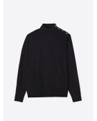 Pull col cheminée épaule boutonnée noir
