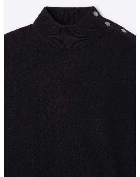 Pull col cheminée épaule boutonnée noir