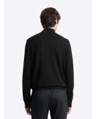 Pull col cheminée épaule boutonnée noir