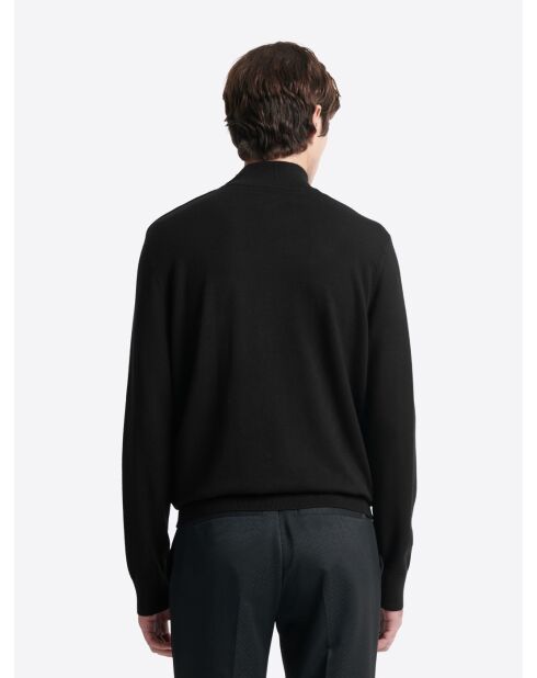 Pull col cheminée épaule boutonnée noir