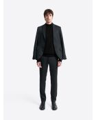 Pull col cheminée épaule boutonnée noir