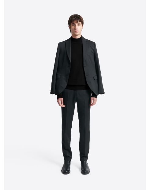 Pull col cheminée épaule boutonnée noir