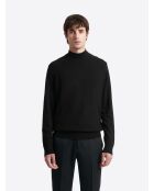 Pull col cheminée épaule boutonnée noir