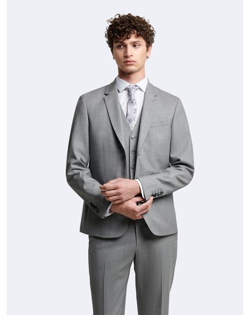 Veste de costume 100% laine gris chiné clair