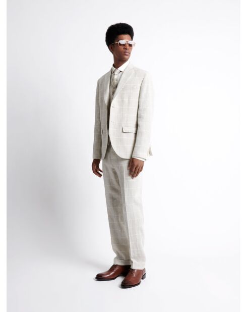 Veste de costume en 100% lin grège