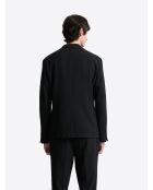 Veste de costume stretch en seersucker noire