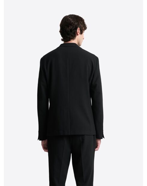 Veste de costume stretch en seersucker noire