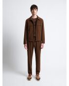 Veste casual à col chemise en viscose marron café