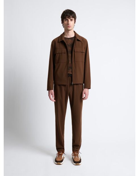 Veste casual à col chemise en viscose marron café