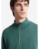 Pull col montant en Coton & Cachemire vert mer