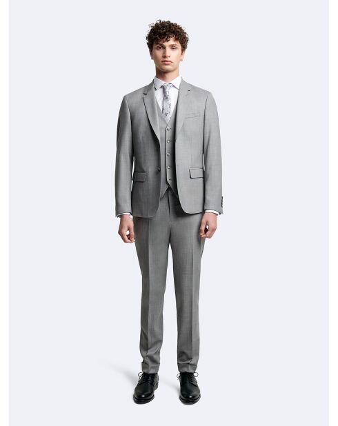 Pantalon de costume bistretch 100% Laine gris chiné clair