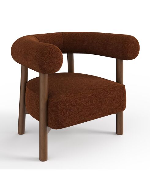Fauteuil Bali velours chenillé noisette - 81.5x68x68 cm
