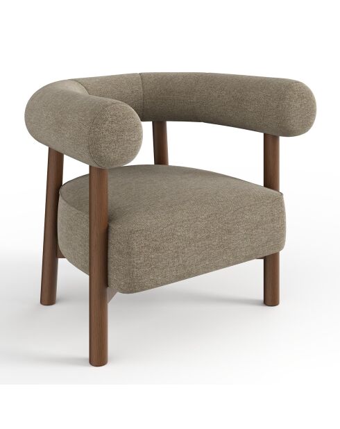 Fauteuil Bali velours chenillé taupe - 81.5x68x68 cm