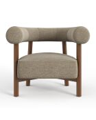 Fauteuil Bali velours chenillé taupe - 81.5x68x68 cm