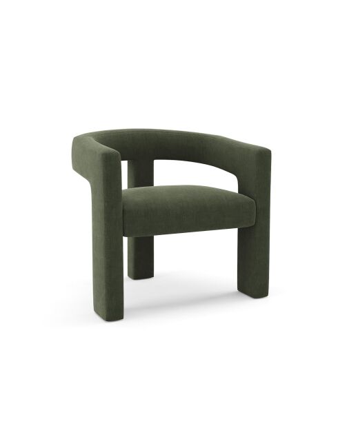Fauteuil de salle à manger Mila Velours kaki - 64x59x75 cm