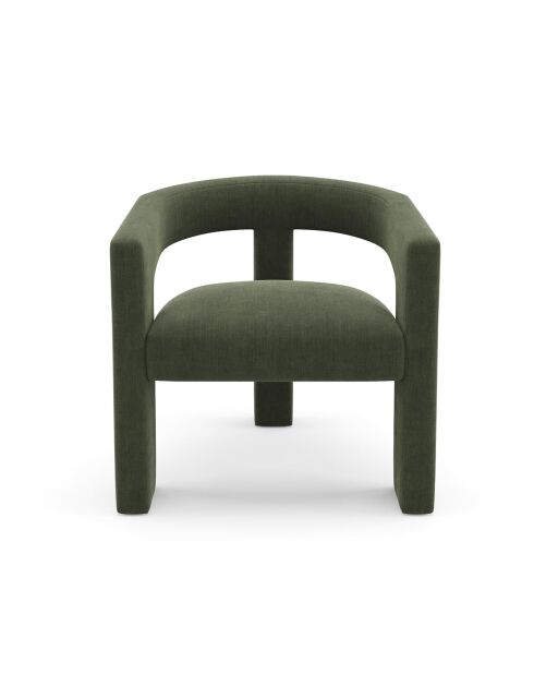 Fauteuil de salle à manger Mila Velours kaki - 64x59x75 cm