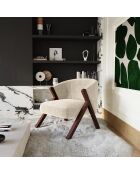 Fauteuil Plush velours texturé beige - 66.5x74x69 cm