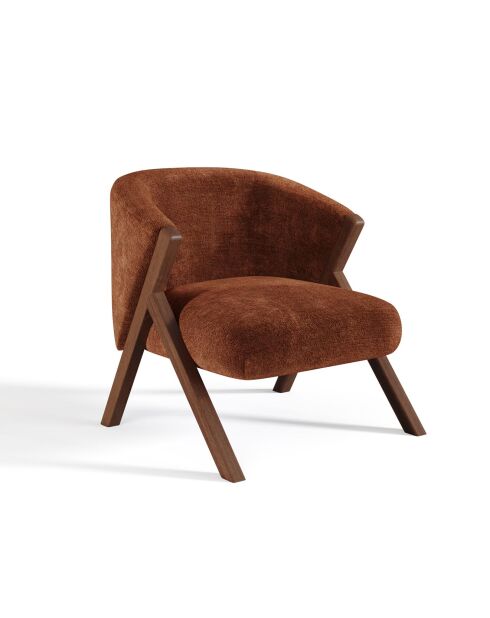 Fauteuil Plush velours texturé terracotta - 66.5x74x69 cm