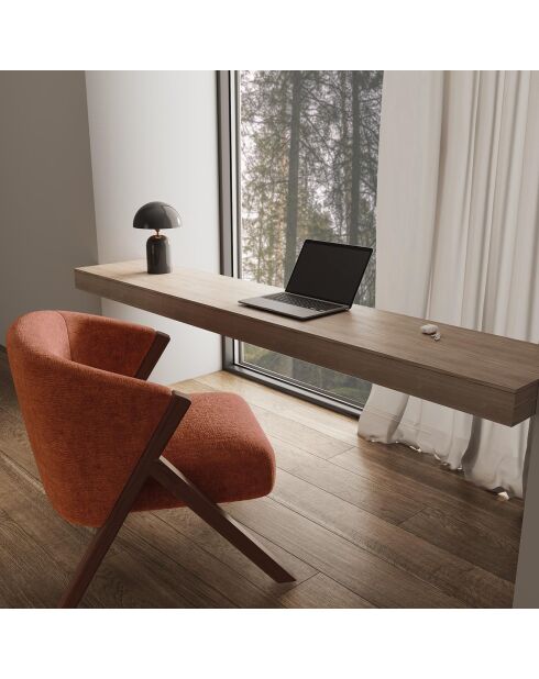 Fauteuil Plush velours texturé terracotta - 66.5x74x69 cm