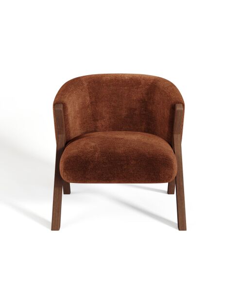 Fauteuil Plush velours texturé terracotta - 66.5x74x69 cm