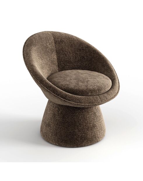 Fauteuil pivotant Retro velours chenillé brun expresso - 74.5x65x74.5 cm