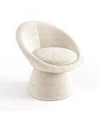 Fauteuil pivotant Retro velours chenillé crème - 74.5x65x74.5 cm