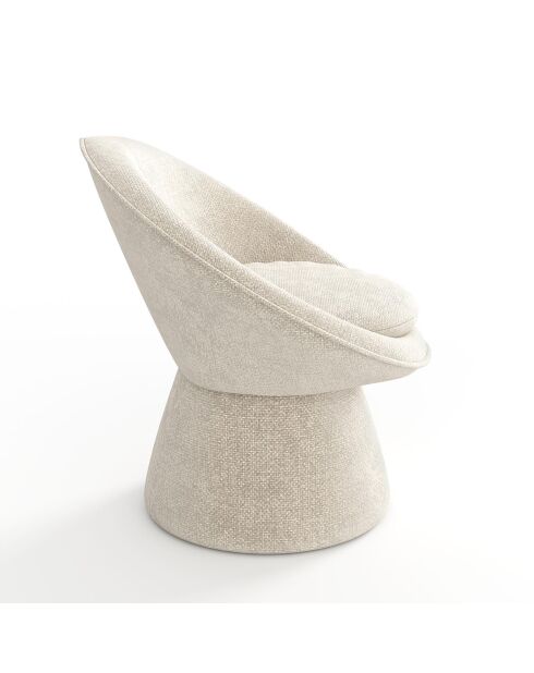 Fauteuil pivotant Retro velours chenillé crème - 74.5x65x74.5 cm