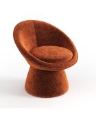 Fauteuil pivotant Retro velours chenillé terracotta - 74.5x65x74.5 cm