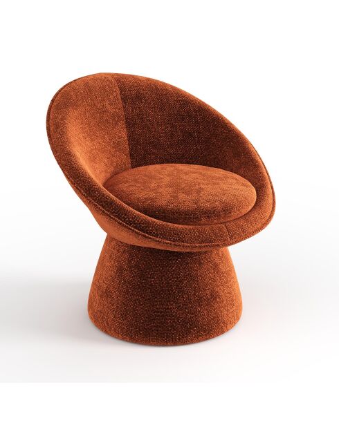 Fauteuil pivotant Retro velours chenillé terracotta - 74.5x65x74.5 cm