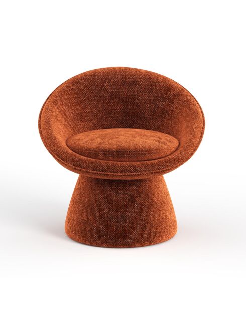 Fauteuil pivotant Retro velours chenillé terracotta - 74.5x65x74.5 cm