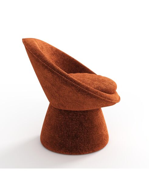 Fauteuil pivotant Retro velours chenillé terracotta - 74.5x65x74.5 cm