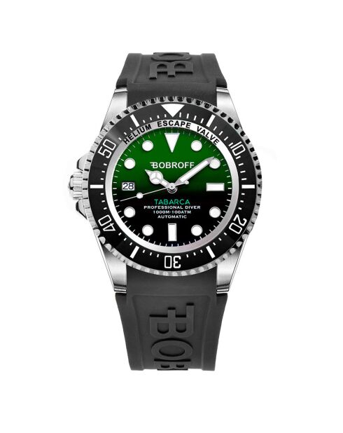 Montre Automatique Homme Tabarca en Caoutchouc noir/vert
