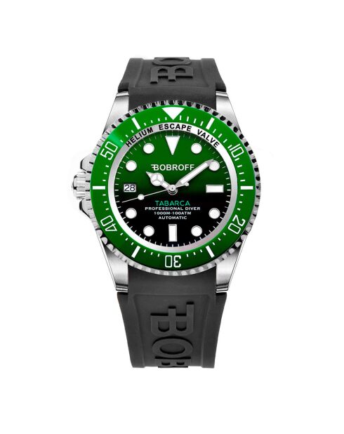 Montre Automatique Homme Tabarca en Caoutchouc noir/vert
