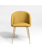 2 Chaises Barbara Tissu  Pieds brossé moutarde - 80x58x56 cm