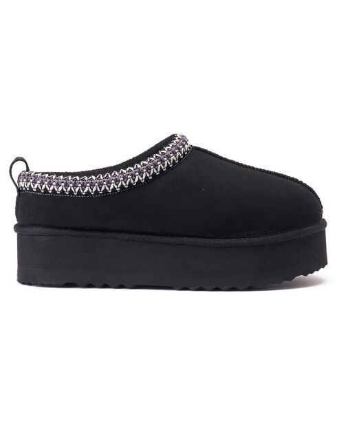 Chaussons fourrés en Cuir Nubuck Ria noirs