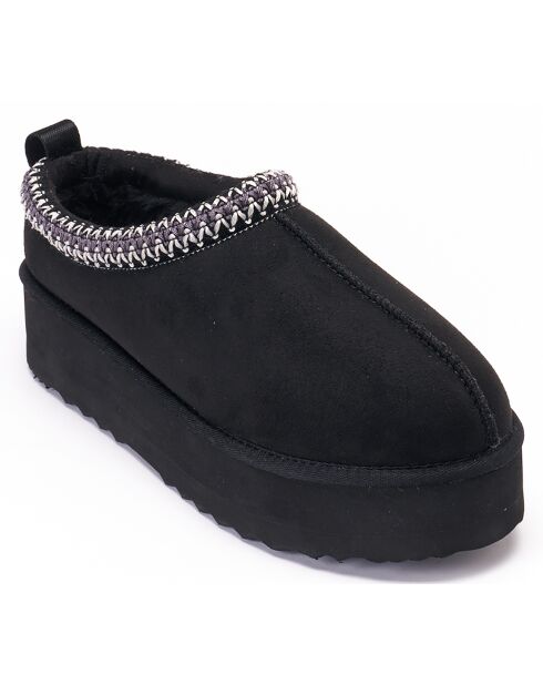 Chaussons fourrés en Cuir Nubuck Ria noirs