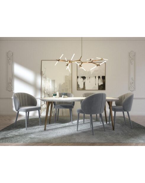 2 Chaises Love Velours Pieds Velours assortis gris clair - 78x50x61 cm