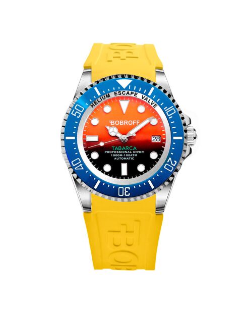 Montre Automatique Homme en Silicone jaune/orange